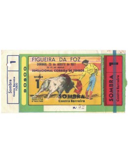 Bilhete Tourada - Figueira da Foz - 25 de Agosto de 1957