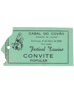 Bilhete Tourada - Casal do Covão - 8 de Maio de 1955