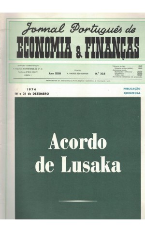 Jornal Português de Economia e Finanças - Ano XXII - N.º 325 - 16 a 31 de Dezembro de 1974
