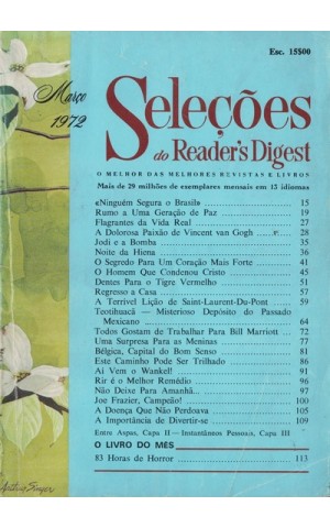 Seleções do Reader's Digest - Tomo II - N.º 11 - Março de 1972