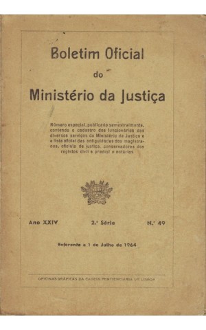 Boletim Oficial do Ministério da Justiça - Ano XXIV - 2.ª Série - N.º 49