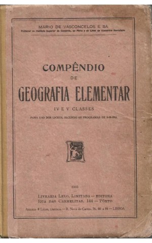 Compêndio de Geografia Elementar - IV e V Classes | de Mário de Vasconcelos e Sá