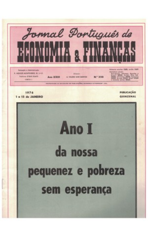 Jornal Português de Economia e Finanças - Ano XXIII - N.º 350 - 1 a 15 de Janeiro de 1976