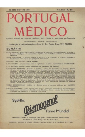 Portugal Médico - Vol. XLIII - N.º 8-9 - Agosto-Setembro de 1959