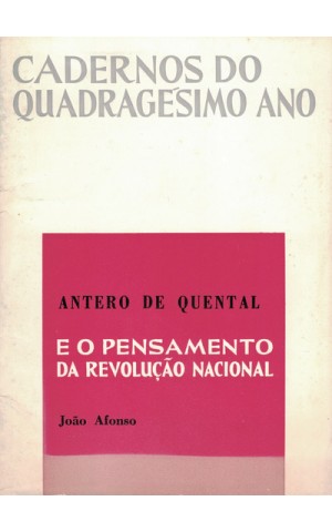Antero de Quental e o Pensamento da Revolução Nacional | de João Afonso