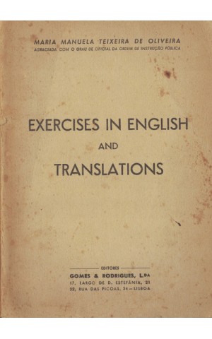 Exercises in English and Translations | de Maria Manuela Teixeira de Oliveira
