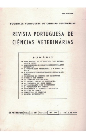 Revista Portuguesa de Ciências Veterinárias - Ano 85.º - Vol. LXXXI - N.º 477 - Janeiro/Março 1986