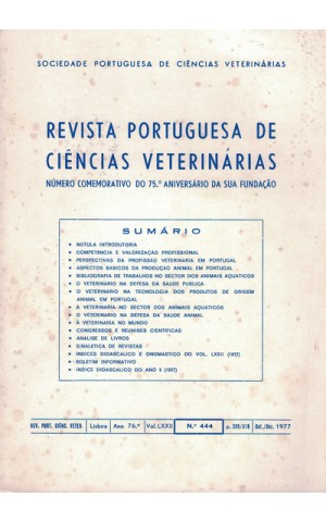 Revista Portuguesa de Ciências Veterinárias - Ano 76.º - Vol. LXXII - N.º 444 - Outubro/Dezembro 1977