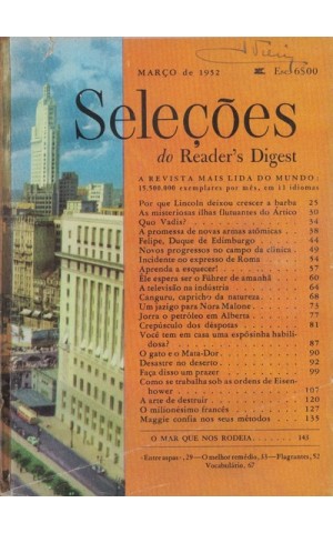Seleções do Reader's Digest - Tomo XXI - N.º 122 - Março de 1952