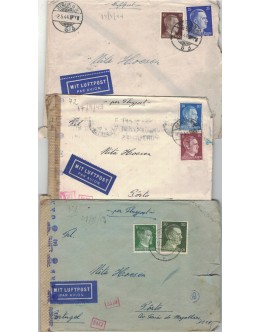 Lote 3 Cartas da Alemanha Nazi com Selos de Adolf Hitler (1943-1944)