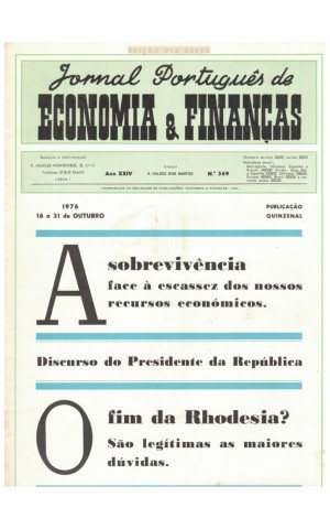 Jornal Português de Economia e Finanças - Ano XXIV - N.º 369 - 16 a 31 de Outubro de 1976