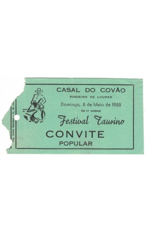 Bilhete Tourada - Casal do Covão - 8 de Maio de 1955