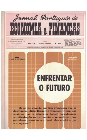 Jornal Português de Economia e Finanças - Ano XXIII - N.º 352 - 1 a 15 de Fevereiro de 1976