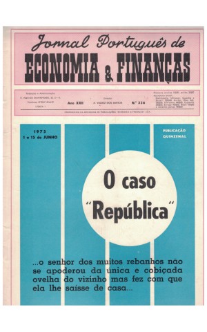 Jornal Português de Economia e Finanças - Ano XXII - N.º 336 - 1 a 15 de Junho de 1975