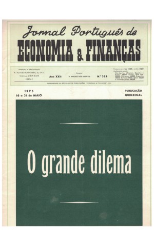 Jornal Português de Economia e Finanças - Ano XXII - N.º 335 - 16 a 31 de Maio de 1975