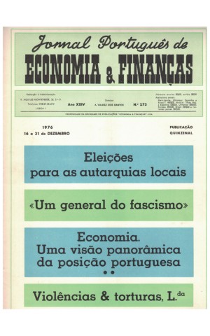 Jornal Português de Economia e Finanças - Ano XXIV - N.º 273 - 16 a 31 de Dezembro de 1976