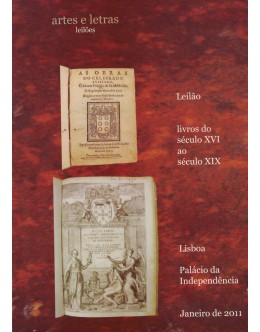 Artes e Letras Leilões: Leilão Livros do Século XVI ao Século XIX - Janeiro 2011