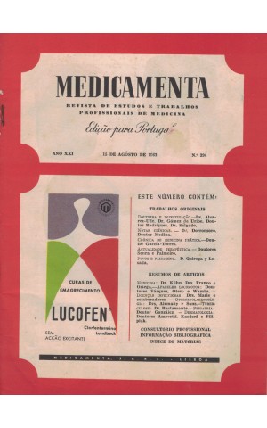 Medicamenta - Ano XXI - N.º 394 - 15 de Agosto de 1963