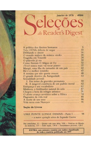 Seleções do Reader's Digest - Tomo XIV - N.º 81 - Janeiro de 1978