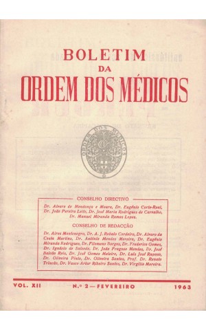 Boletim da Ordem dos Médicos - Vol. XII - N.º 2 - Fevereiro 1963
