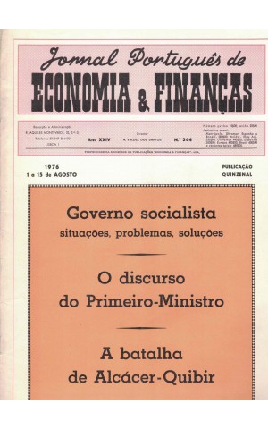 Jornal Português de Economia e Finanças - Ano XXIV - N.º 364 - 1 a 15 de Agosto de 1976