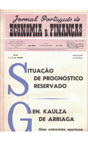 Jornal Português de Economia e Finanças - Ano XXIII - N.º 362 - 1 a 15 de Julho de 1976