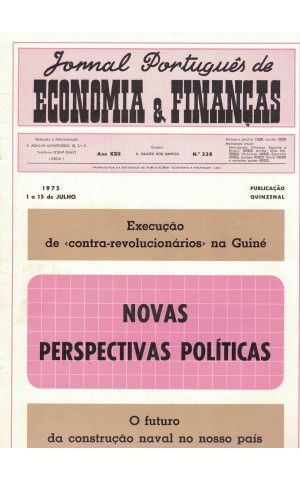 Jornal Português de Economia e Finanças - Ano XXII - N.º 338 - 1 a 15 de Julho de 1975