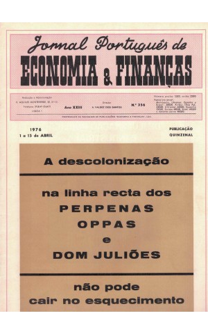 Jornal Português de Economia e Finanças - Ano XXIII - N.º 356 - 1 a 15 de Abril de 1976