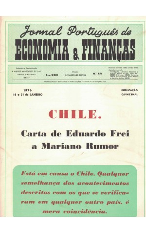 Jornal Português de Economia e Finanças - Ano XXIII - N.º 351 - 16 a 31 de Janeiro de 1976