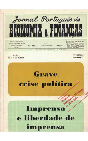 Jornal Português de Economia e Finanças - Ano XXIII - N.º 339 - 16 a 31 de Julho de 1975