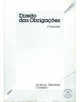 Direito das Obrigações [2 Volumes] | de António Menezes Cordeiro