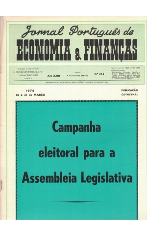 Jornal Português de Economia e Finanças - Ano XXIII - N.º 355 - 16 a 31 de Março de 1976