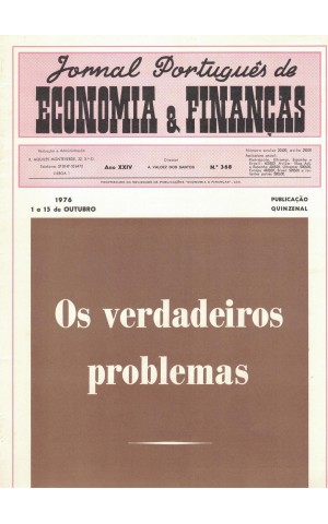 Jornal Português de Economia e Finanças - Ano XXIV - N.º 368 - 1 a 15 de Outubro de 1976