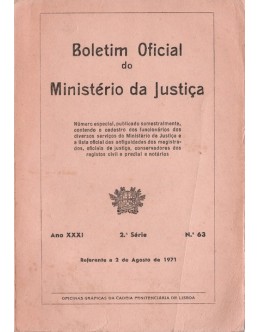Boletim Oficial do Ministério da Justiça - Ano XXXI - 2.ª Série - N.º 63