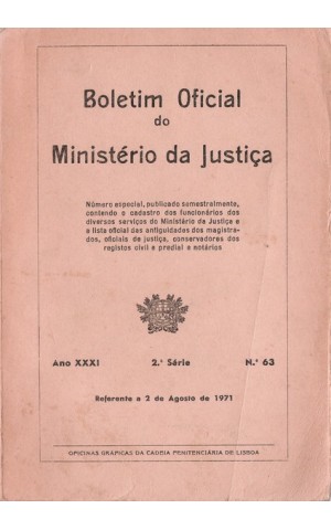 Boletim Oficial do Ministério da Justiça - Ano XXXI - 2.ª Série - N.º 63