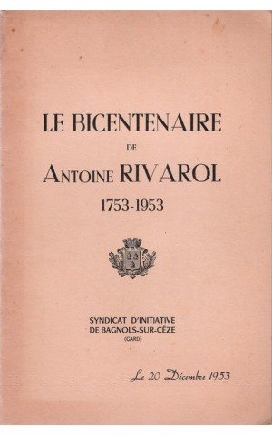 Le Bicentenaire de Antoine Rivarol 1753-1953