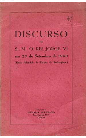 Discurso de S. M. o Rei Jorge VI em 23 de Setembro de 1940